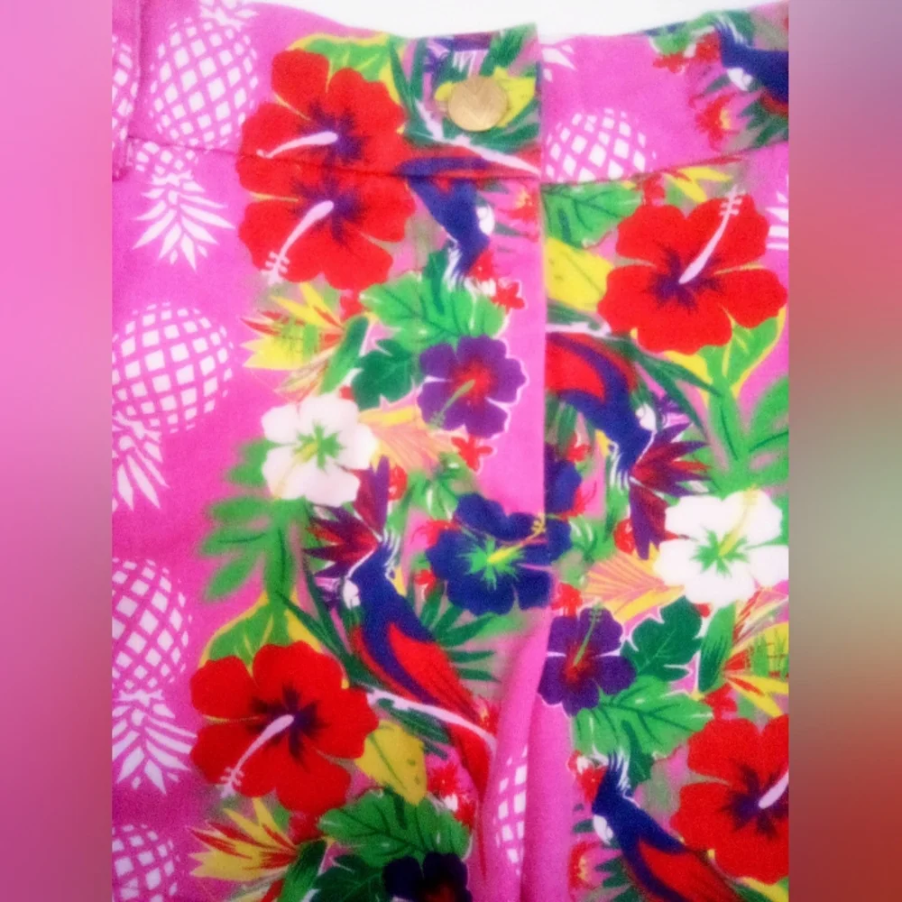 Macbeth Collection by Margaret Josephs Pink 100% Cotton Tropical Shorts Size M
